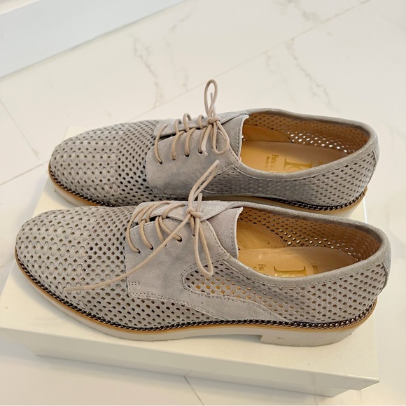 ITALIAN Luca Grossi Sparkly Gray Suede Silver Lace-Up Shoes - Picture 6 of 16